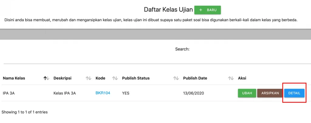 ubah detail kelas ujian