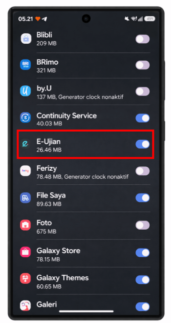 aktifkan akses lokasi aplikasi e-ujian
