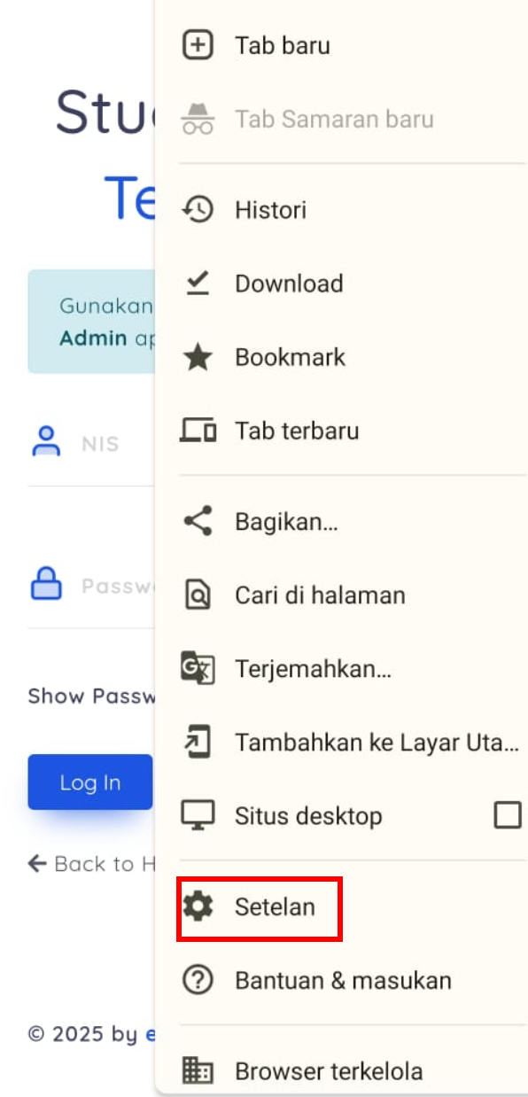 setelan google chrome