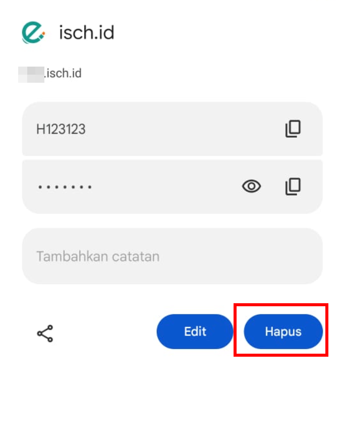 hapus aplikasi dari password manager