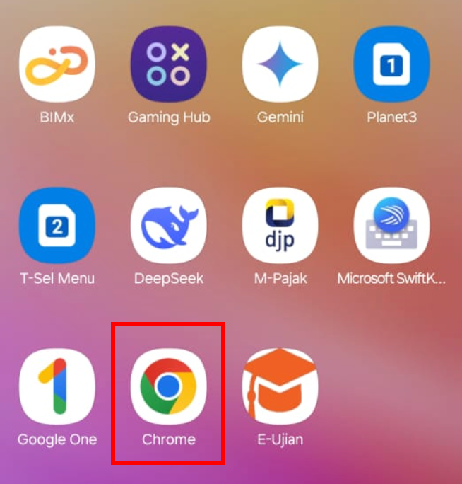 buka google chrome di hp siswa