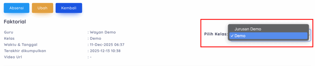 Pilih kelas untuk menilai tugas siswa