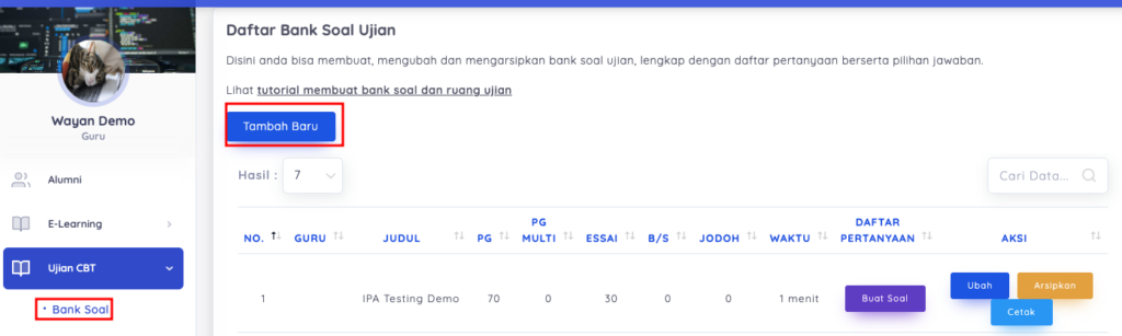 Cara Membuat Tryout UTBK Gratis - Membuat bank soal