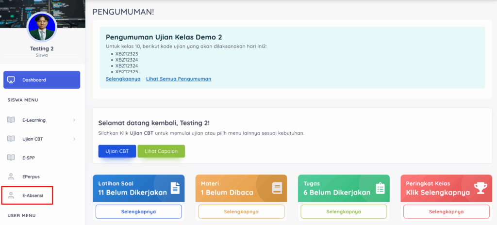melihat absensi dari siswa