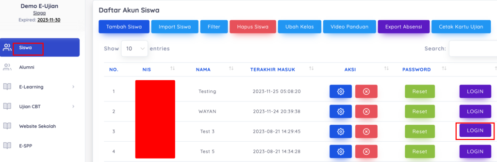 Login siswa tanpa password