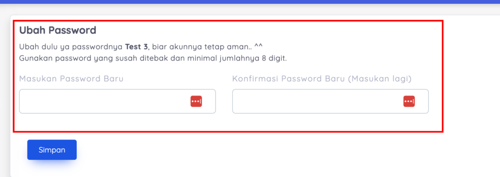 Password siswa masih default