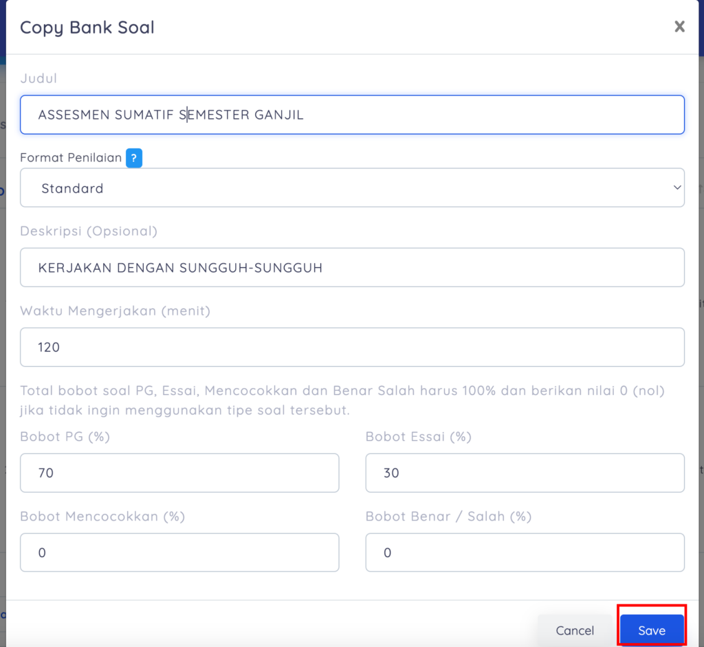 Cara Menggunakan Bank Soal Lintas Sekolah (Bank Soal Publik) - proses copy bank soal