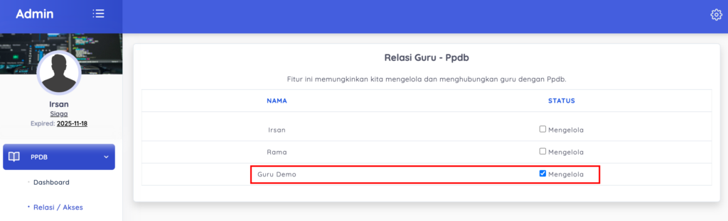 cara memberi akses ppdb ke guru