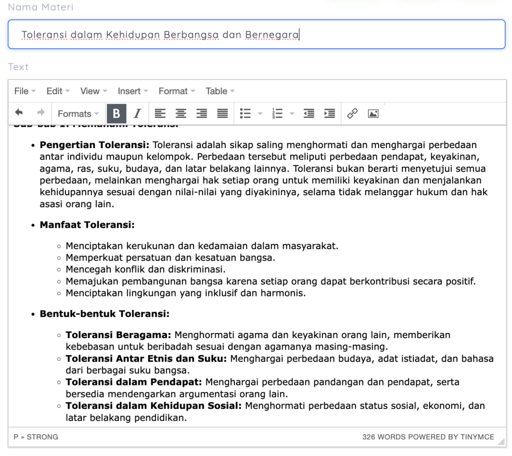 materi AI dijadikan bank materi