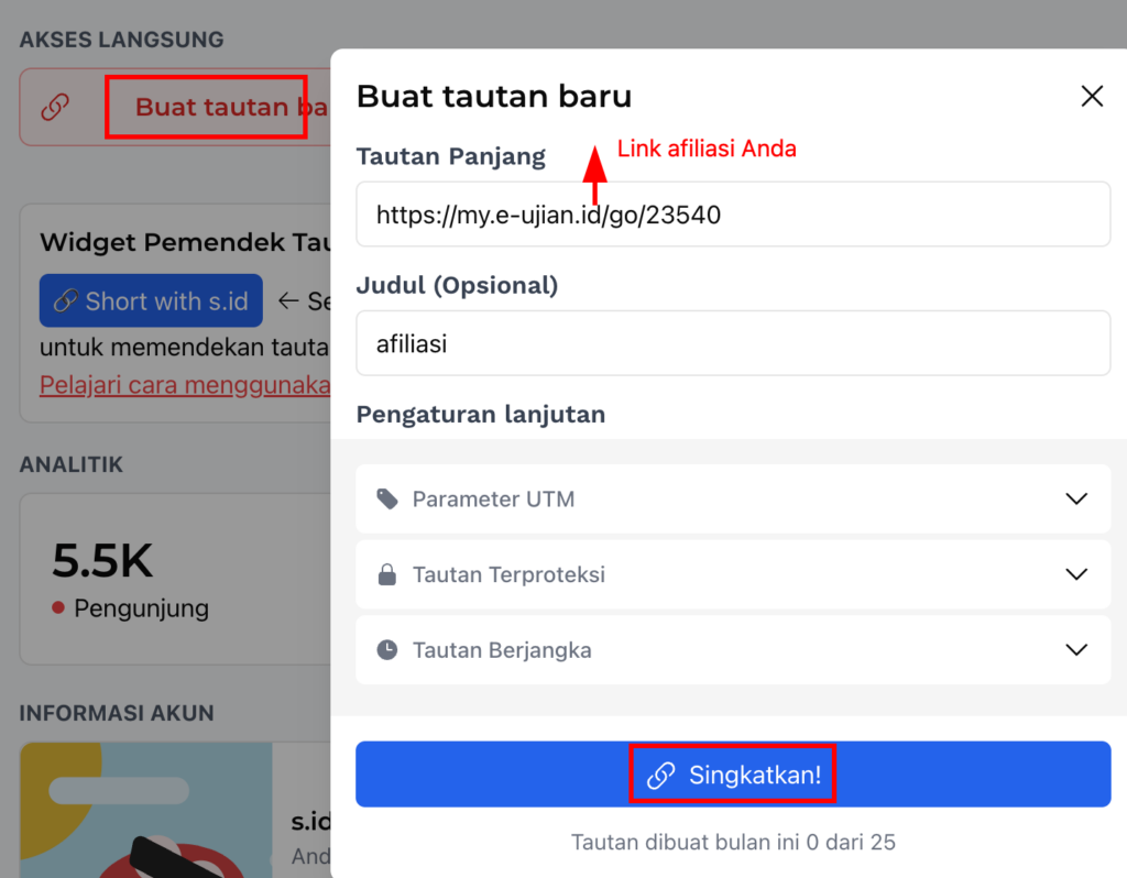 mempersingkat link afiliasi