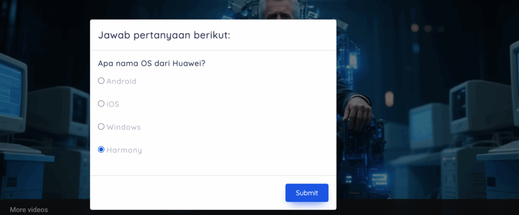 tampilan pertanyaan di dalam video youtube
