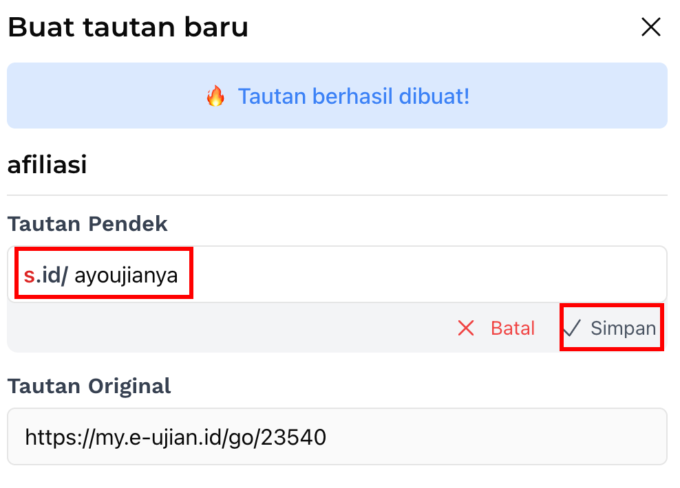 ubah link singkat afiliasi langkah ke dua
