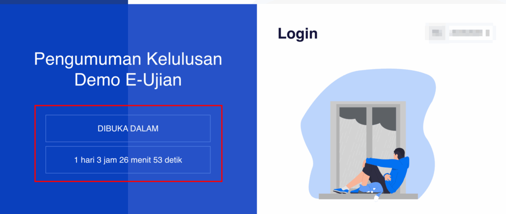 tampilan halaman login skl dengan countdown