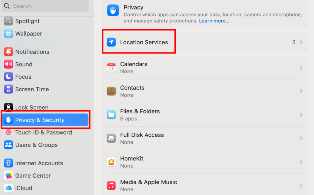 menu privacy dan security macbook