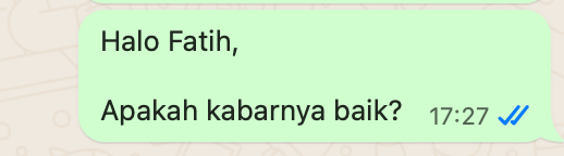 Hasil pengiriman pesan whatsapp