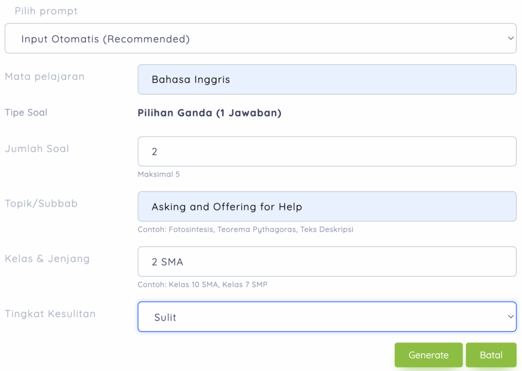 promt buat soal dengan AI