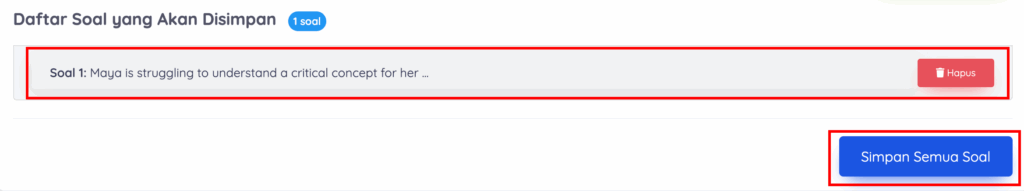 Simpan soal yang dibuatkan AI