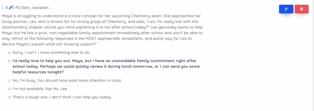 tampilan daftar latihan soal