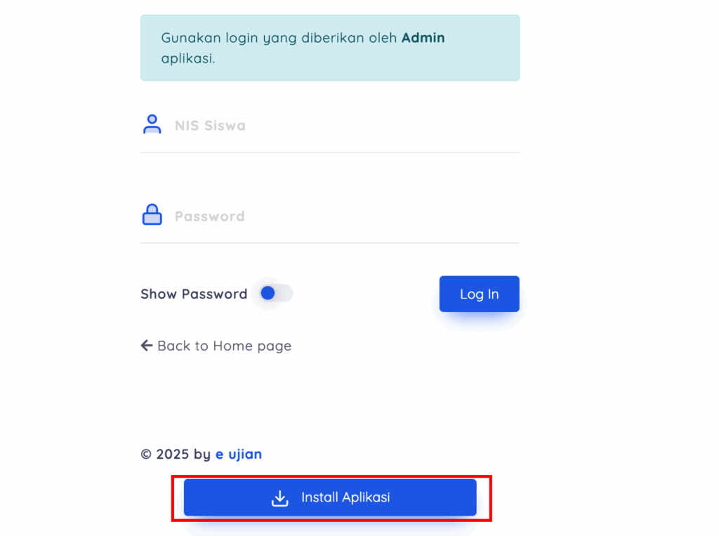 Install aplikasi e-ujian