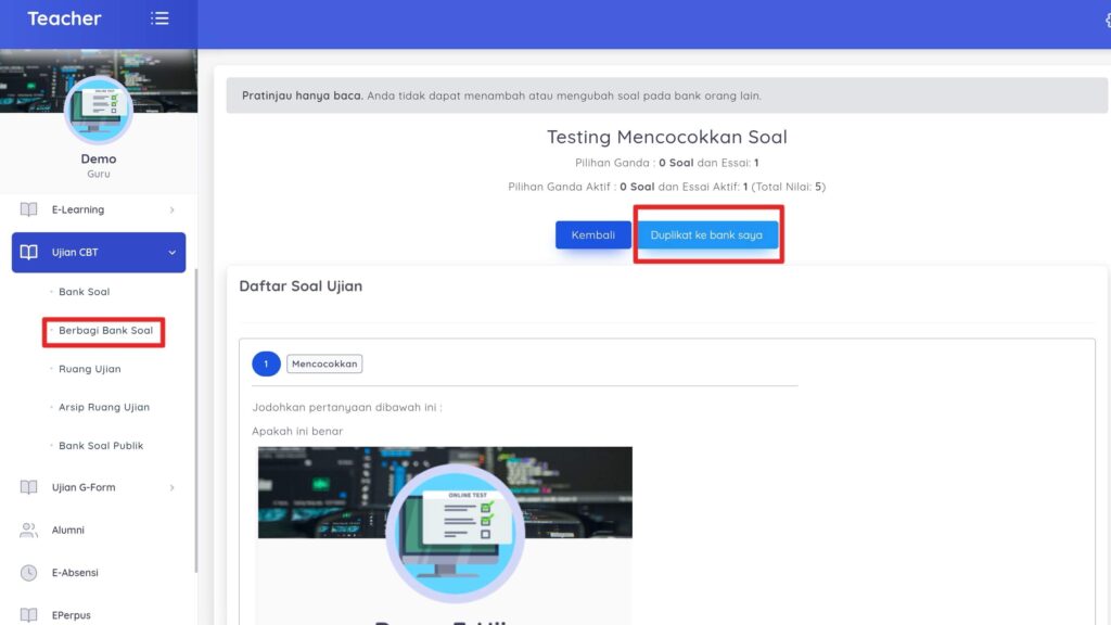 review dan duplikat bank soal