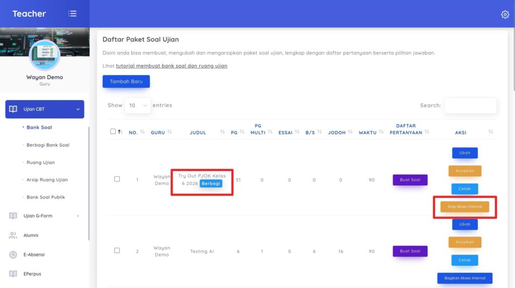 status bank soal menjadi bebagi