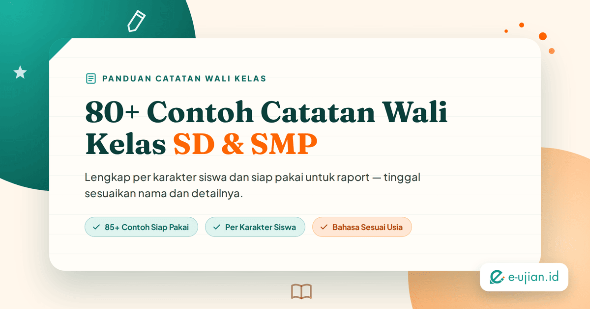 Ilustrasi 80+ contoh catatan wali kelas SD dan SMP siap pakai untuk raport, lengkap per karakter siswa - e-ujian.id
