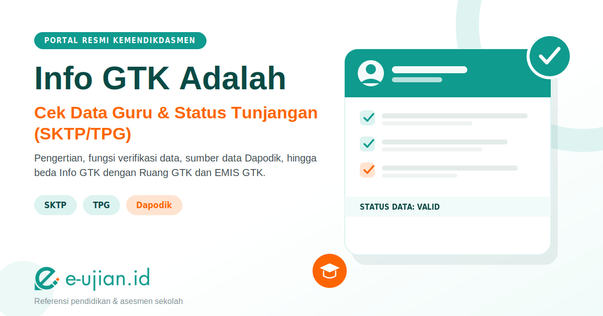 Info GTK adalah portal resmi Kemendikdasmen untuk cek data guru dan status tunjangan SKTP TPG - ilustrasi kartu verifikasi data guru