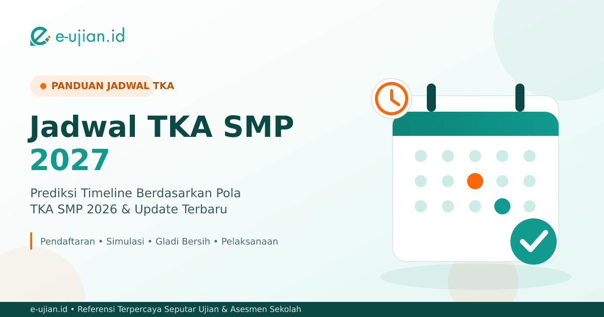 Jadwal TKA SMP 2027 - prediksi timeline pendaftaran, simulasi, gladi bersih, dan pelaksanaan TKA SMP berdasarkan pola TKA SMP 2026
