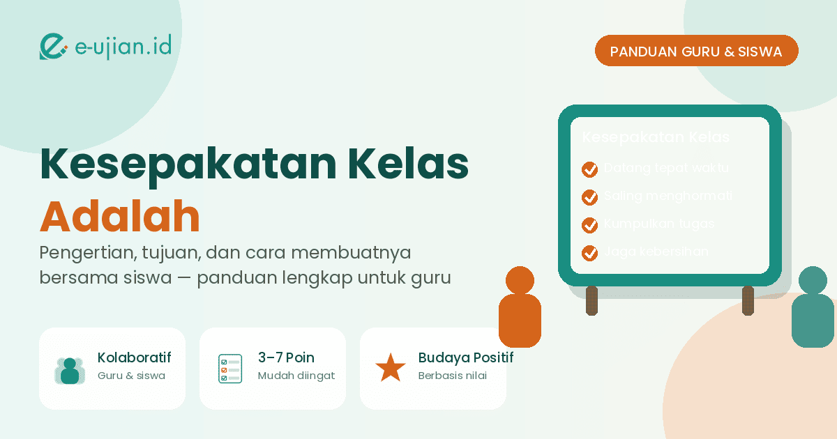 Ilustrasi kesepakatan kelas adalah kolaborasi guru dan siswa menyusun aturan kelas yang kondusif dan positif — panduan lengkap e-ujian.id