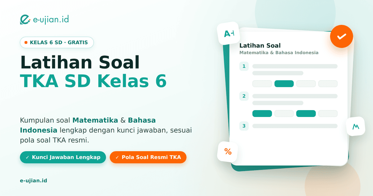Latihan soal TKA SD kelas 6 Matematika dan Bahasa Indonesia lengkap kunci jawaban