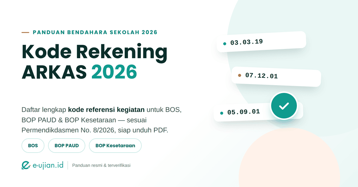 Kode Rekening ARKAS 2026 - panduan bendahara sekolah untuk daftar kode referensi kegiatan BOS, BOP PAUD, dan BOP Kesetaraan sesuai Permendikdasmen No. 8 Tahun 2026