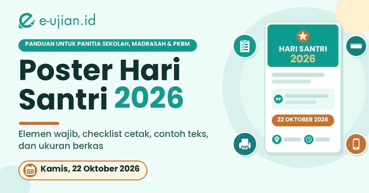 Panduan poster Hari Santri 2026 untuk panitia sekolah: elemen wajib, checklist cetak, contoh teks, dan ukuran berkas